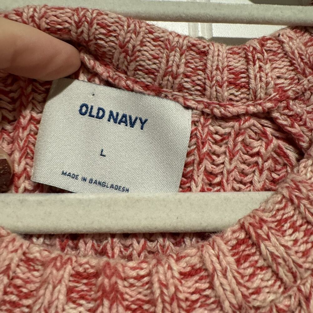 Old Navy Crew Neck Sweater Tunic Length Red Pink White Size Large - Picture 3 of 5